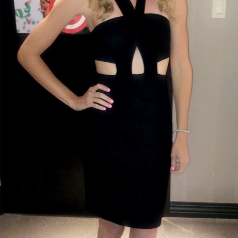 Express Black Strappy Bodycon Dress